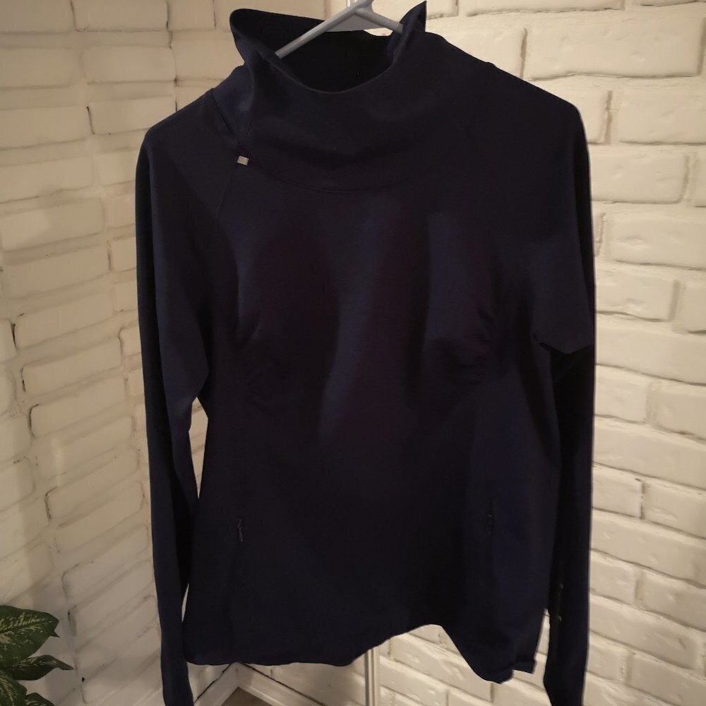 Hyba Ladies Size Large Purple High Neck Fitted Long Sleeves Athletic Top